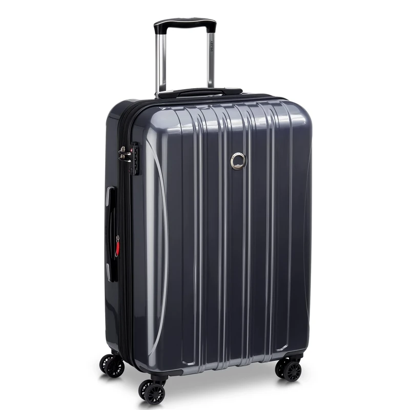 DELSEY Paris Helium Aero Hardside Expandable Luggage with Spinner Wheels, Titanium, Checked-Medium 25 Inch