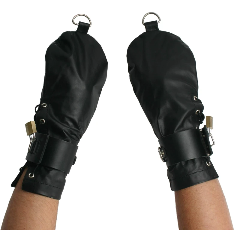 Strict Leather Bondage Mittens - Image 1