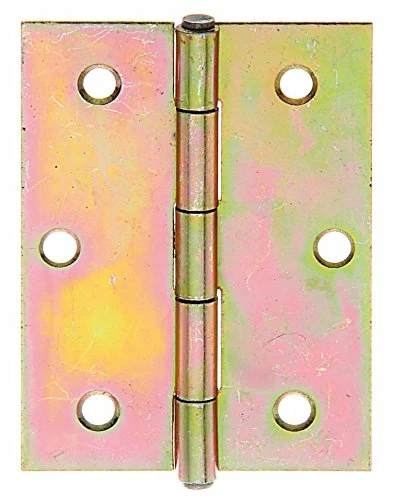 Half-Width Hinge with Riveted Stainless Steel Pin 80 x 58 mm / 20 STK. Oberflaeche: galvanisch Gelb verzinkt