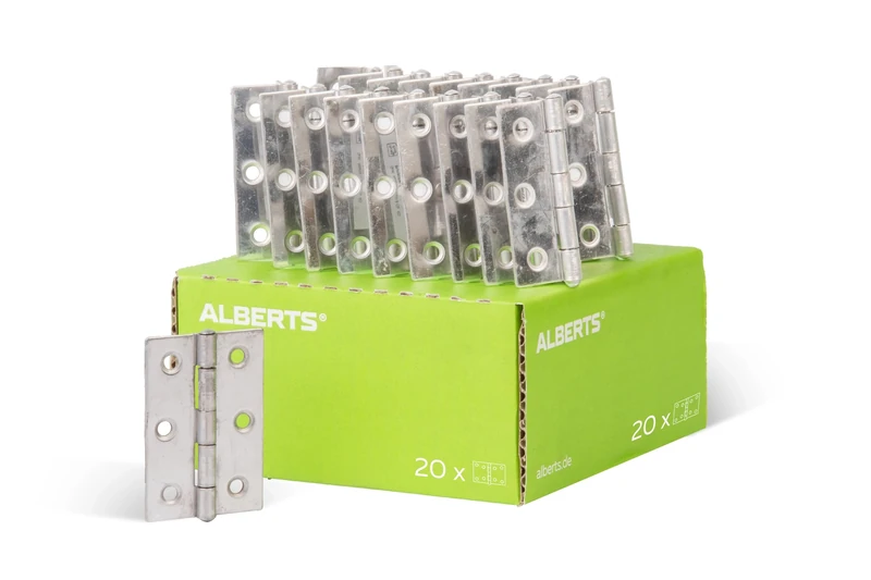 Alberts 851989 Hinge Half Width Stainless Steel 63 x 43 mm Set of 20