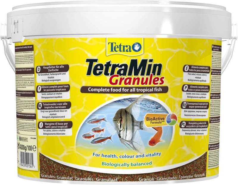 Tetra Min Granules - Slow Sinking Fish Food, Ideal for Fish in the Middle Water Layer of the Aquarium, 10L Bucket
