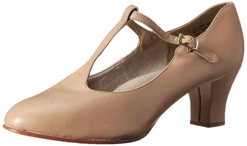 Capezio Women's Jr. Footlight T-Strap Dance Shoe, Caramel, 5 UK