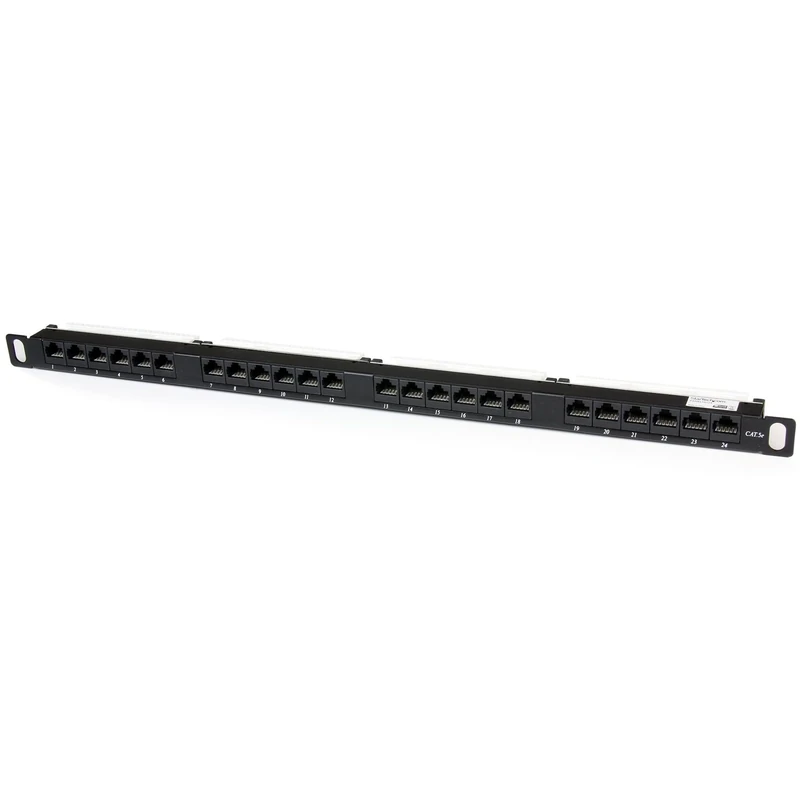 StarTech.com 24 Port 0.5U Cat5e Patch Panel - RJ45 Ethernet Rack Mount Cat 5e 110 Patch Panel - Rackmount Network Patch Panel (PANELHU24)