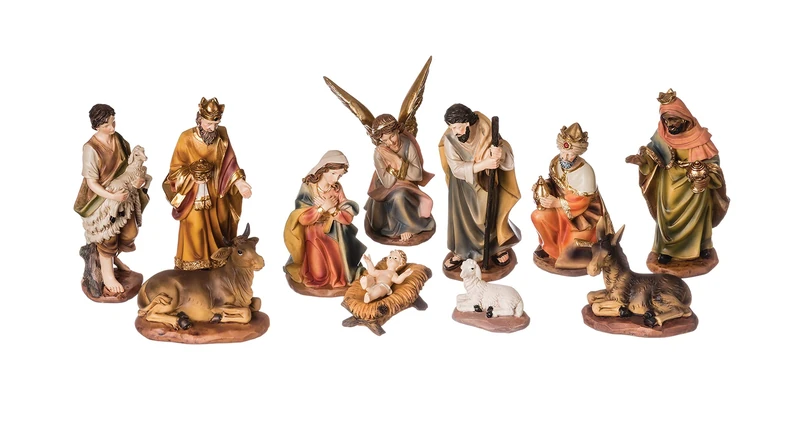 Roman Colored Christmas Nativity Figurines Set of 11