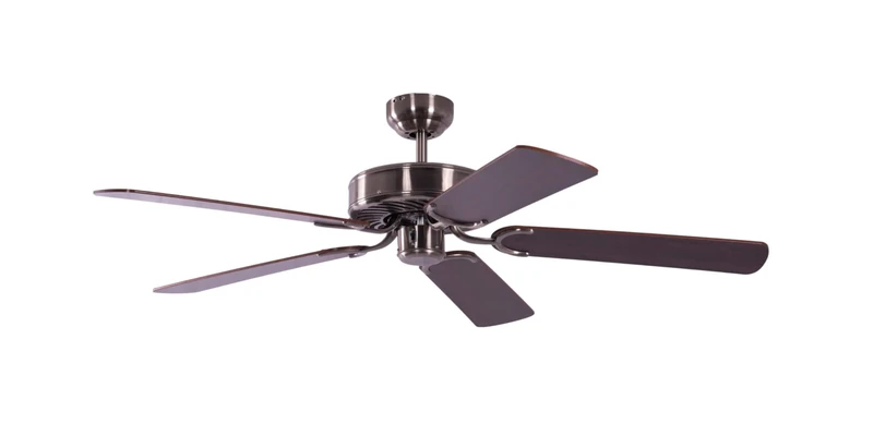 Potkuri 52 inch / 132 cm Aged Silver Ceiling Fan without Lights with Pull Cord and Blade Colour Mahogany