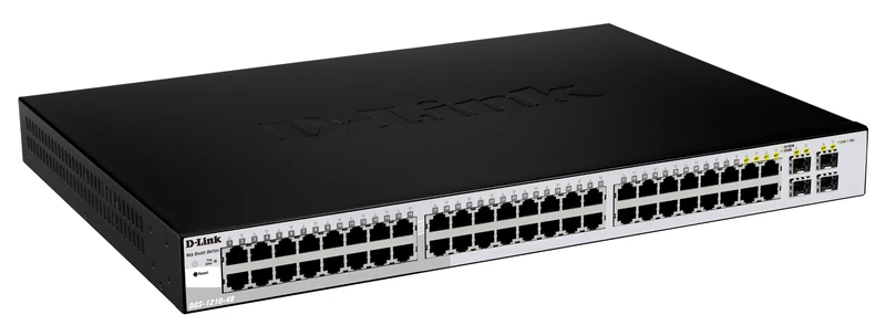 D-Link DGS-1210-52 52-Port Gigabit Smart Managed Switch, 48 x 1000Base-T, 4 x Combo, Enhanced L2 switching, L2+ Static Routing, Fanless