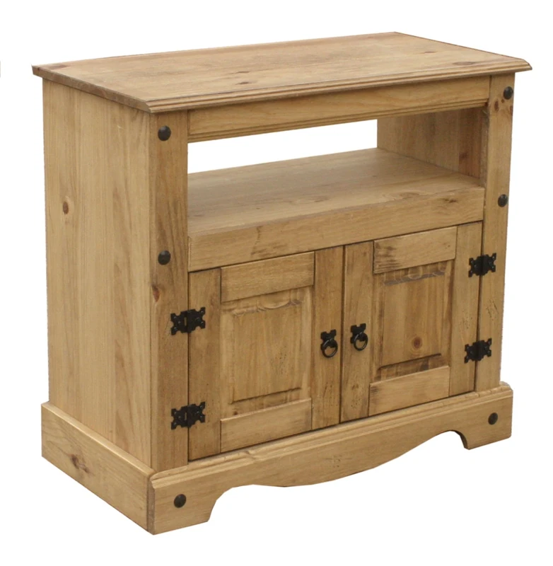Vida Designs Corona TV Cabinet, Straight Unit, Stand With Shelf and Media Storage, Solid Pine Wood - Image 1