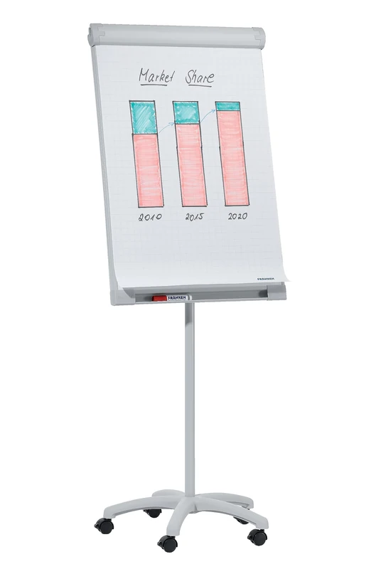 Franken FC41 Mobile Flip Chart Board 67 x 95 cm/Standing Surface x 55 cm Light Grey - Image 1