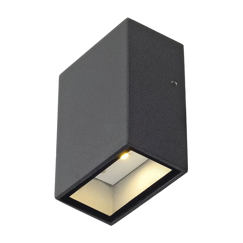 SLV Surface-Mounted Wall Light Quad 1 / Illumination for Walls, Paths, entrances, Surface-Mounted Outdoor Light, Garden lamp / IP44 3000K 4.6W 80lm Anthracite 90 Degrees