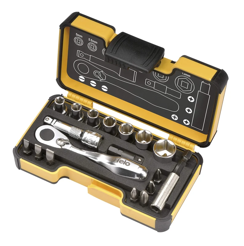 Felo 057 718 06 XS Tool Box Set 18 Pieces with Mini Ratchet