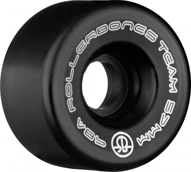 Rollerbones Team Logo 57mm 98A Black Recreational Roller Skate Wheels 8 pk