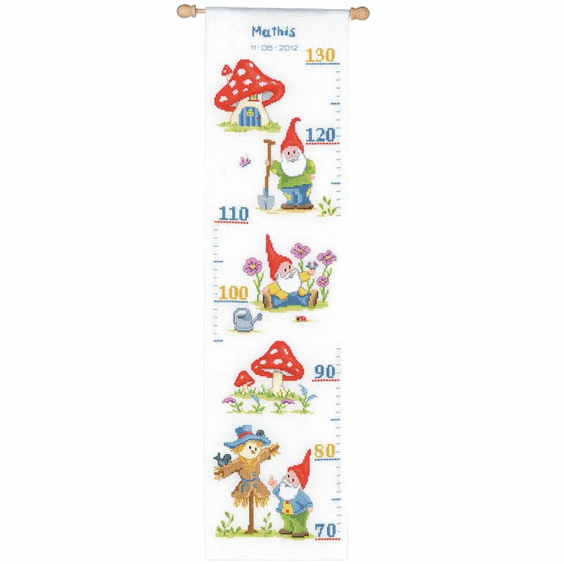 Vervaco Height Chart Gnome Counted Cross Stitch Kit, Multi-Colour - Image 1