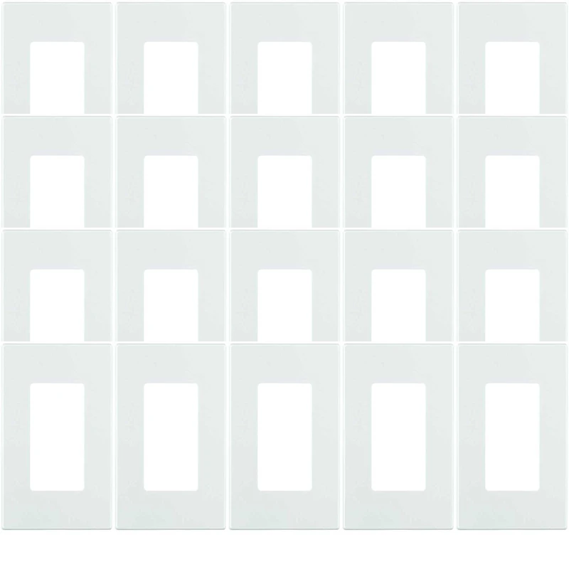 Leviton 80301-SW 1-Gang Decora Plus Wallplate Screwless Snap-On Mount, White, 20-Pack