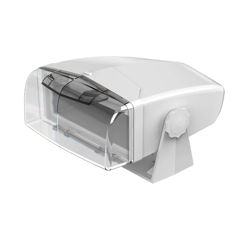 Dual Electronics MH200 Universal Gimbal Marine Radio Housing Unit, Transparent Fold-Down Door, Fully Enclosed Design, Single DIN, White - Image 1
