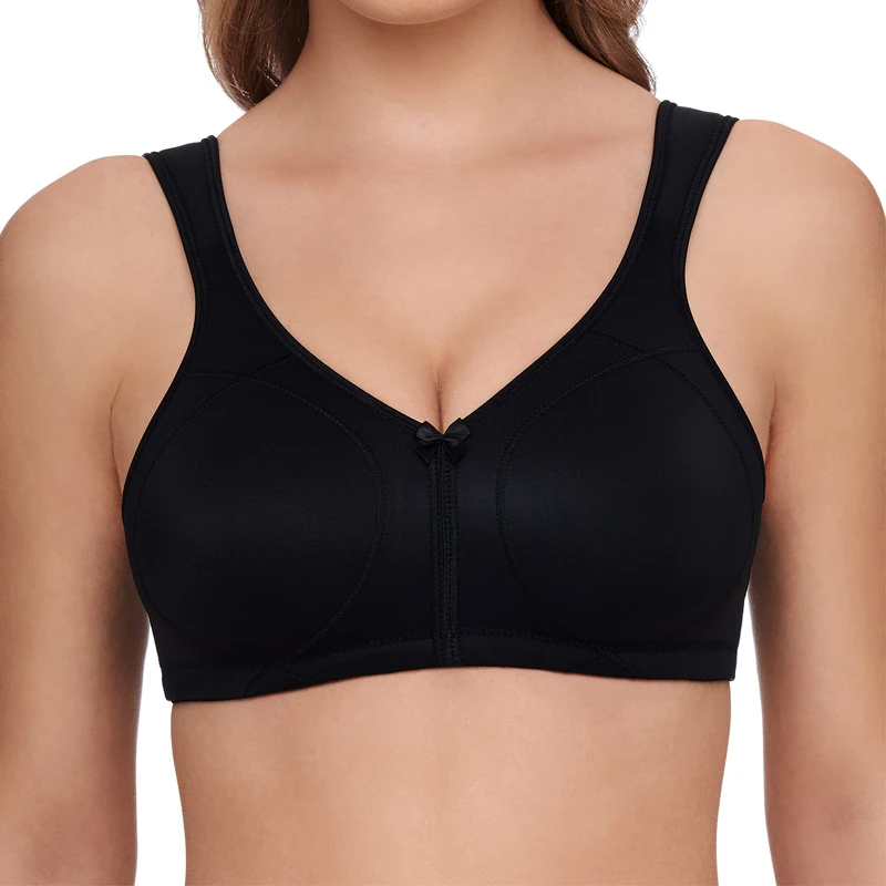 Susa Topsy Women's Non-wired Comfort Strain-relief Bra 9756 34-46 B-G, Black (004), 40FDDD (Brand size : 90F)