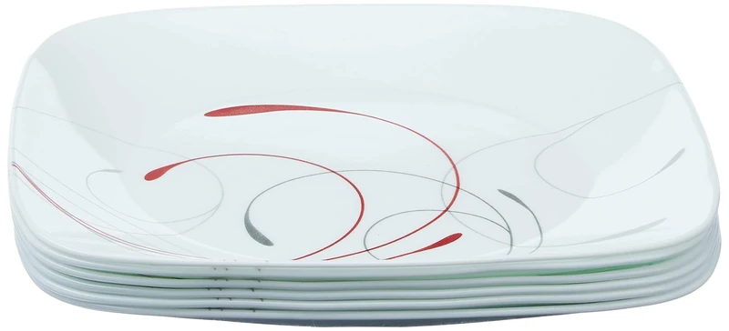 Corelle 3961A-6 Square 6-Piece Dinner Plate Set, Splendor, Glass, White 1107746