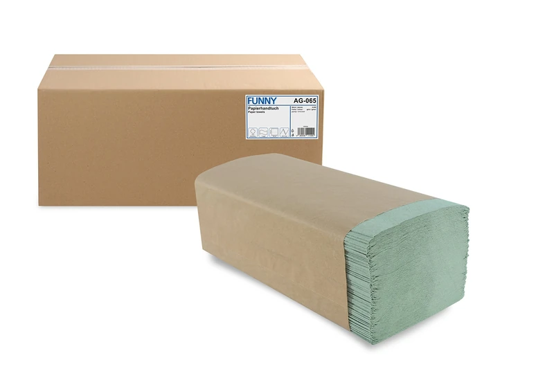 Funny Paper Hand Towels with ZZ-Fold, 1-ply, green, 25 x 23 cm (5000 Sheets)