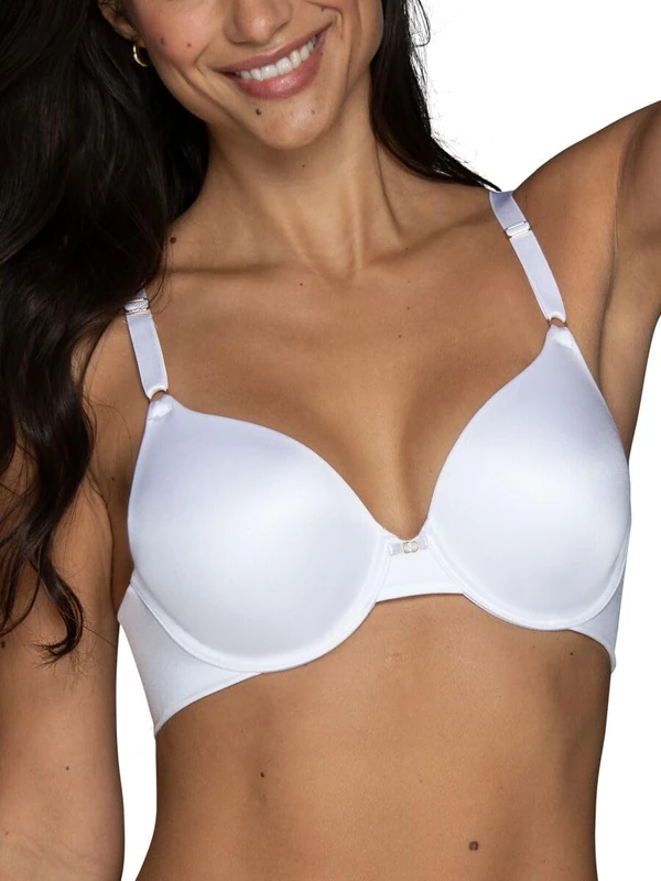 Vanity Fair Women's Full Coverage Beauty Back Smoothing Bra, 4-Way Stretch Fabric, Lightly Lined Cups up to DD, Underwire - White, 34D - Image 1