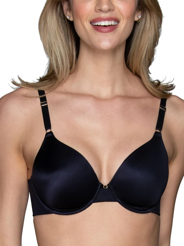 Vanity Fair Women's Full Coverage Beauty Back Smoothing Bra, 4-Way Stretch Fabric, Lightly Lined Cups Up to Dd, Opaque, Underwire-Black, 34D