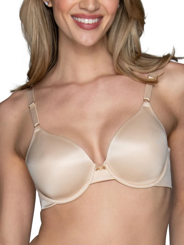 Vanity Fair Women's Full Coverage Beauty Back Smoothing Bra, 4-Way Stretch Fabric, Lightly Lined Cups Up to Dd, Opaque, Underwire-Beige, 42C