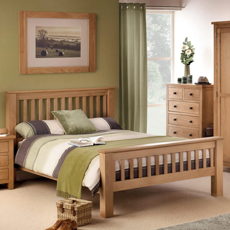 Julian Bowen Amsterdam High Foot End Bed, Oak, King