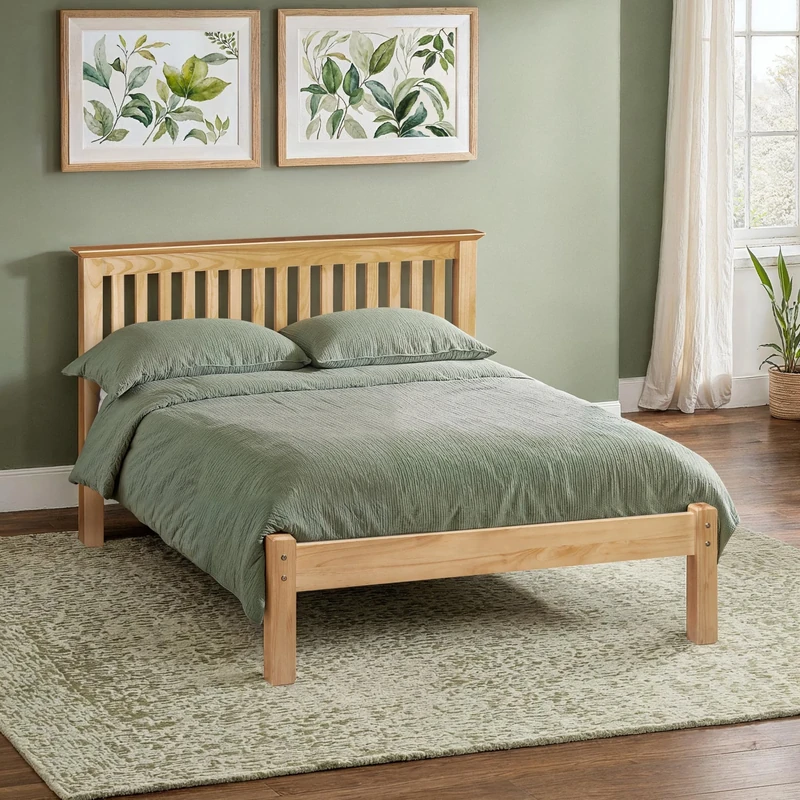 Julian Bowen Barcelona Low Footend Bed - Antique Pine Wooden Beds
