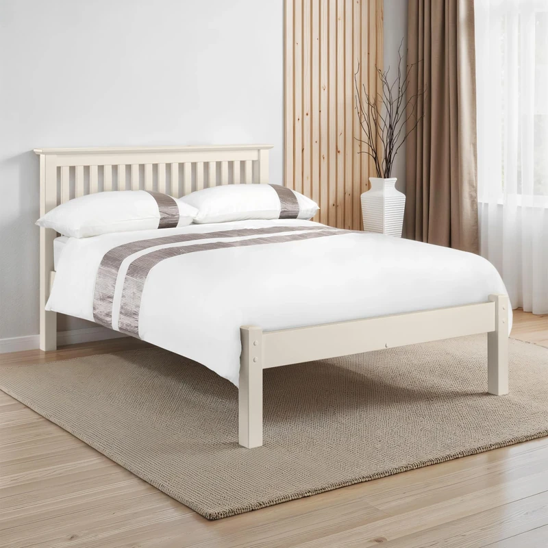 Julian Bowen Barcelona Low Footend Bed - Stone White Wooden Beds
