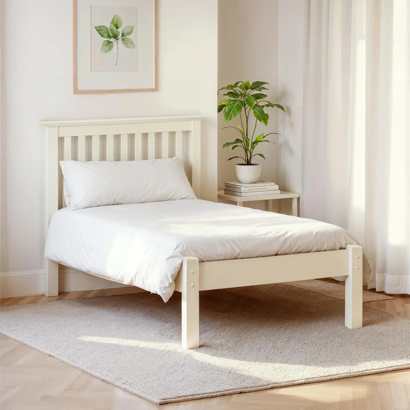 Julian Bowen Barcelona Low Footend Bed - Stone White Wooden Beds