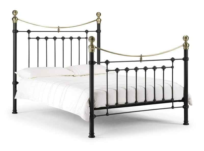Julian Bowen Victoria Bed - Satin Black & Brass Metal Beds