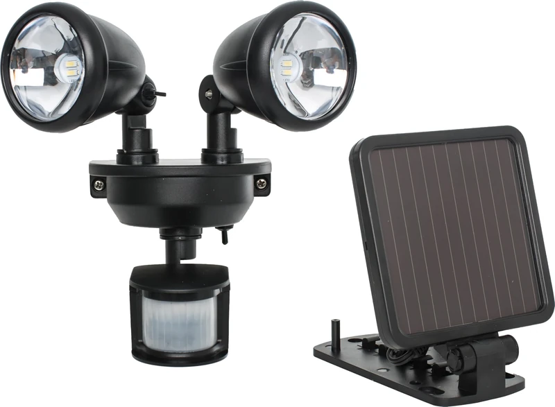 MAXSA 44215 Solar Motion Activated Dual Head Light in Black 8.50x8.00x7.50
