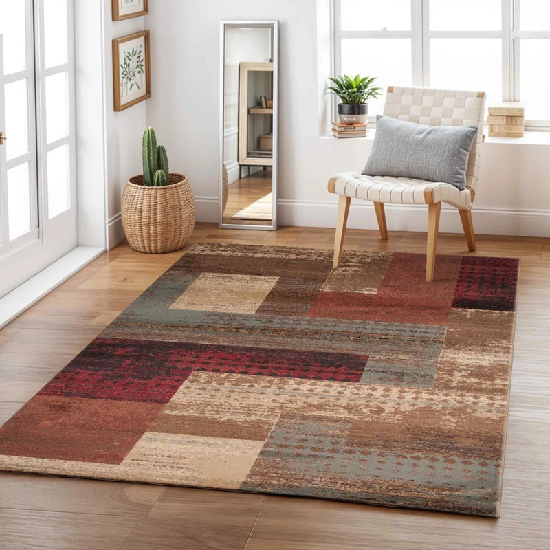 Livabliss Licourt Abstract - Runner Living Room 80x220 cm, Hallway, Dining Room Area - Modern Marble Large, Soft Luxurious Easy Care Medium Pile, Brown, Red, Grey, Black