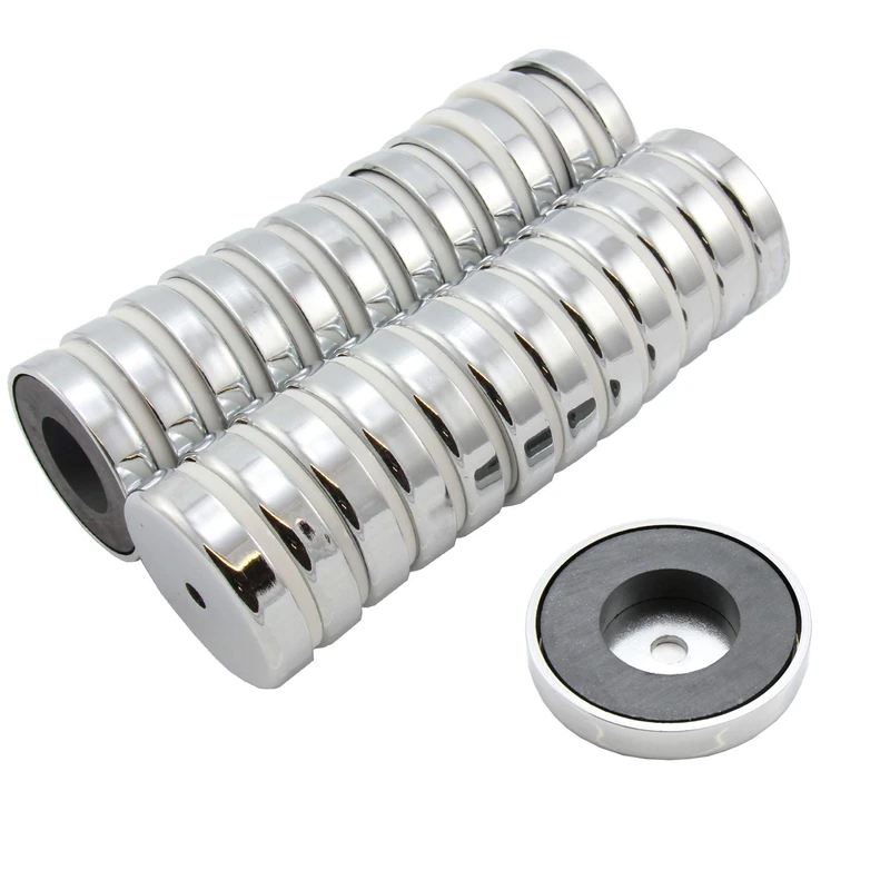 Magnet Expert® 50mm dia x 10mm thick x 8.5mm hole Ferrite Pot Magnet - 15.8kg Pull (Pack of 20)