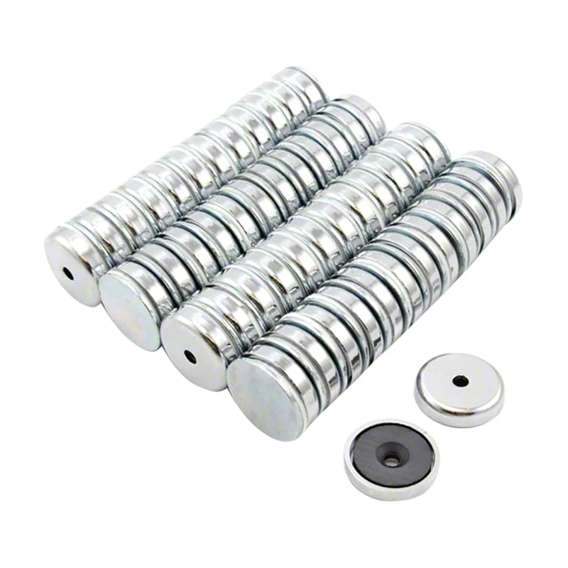 Ferrite Y30BH Pot Magnet for Arts, Crafts, Model Making, DIY, Hobbies, Office, and Home - 32mm dia x 7mm thick x 5mm c/sink - 6.9kg Pull - Pack of 50