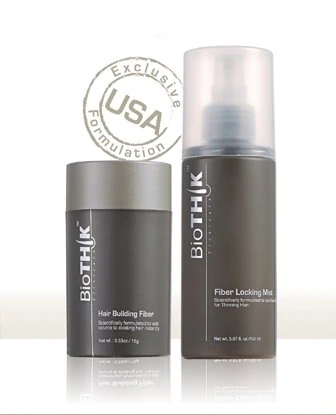 BIOTHIK HAIR BUILDING FIBRES & LOCKING MIST DUO PACK - Dark Blond - KERATIN THICKENING FIBRE - hair loss concealer treatment and enhancement