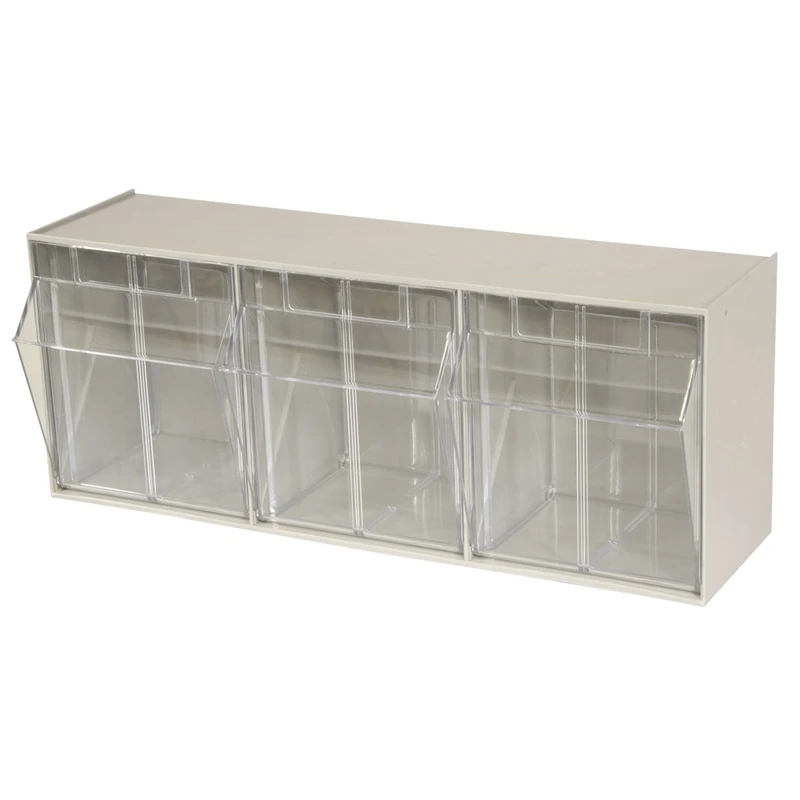 Akro-Mils Horizontal Plastic Organizer Storage System Cabinet, Stone, (23-5/8-Inch Wide x 9-7/16-Inch High x 7-7/8-Inch Deep)