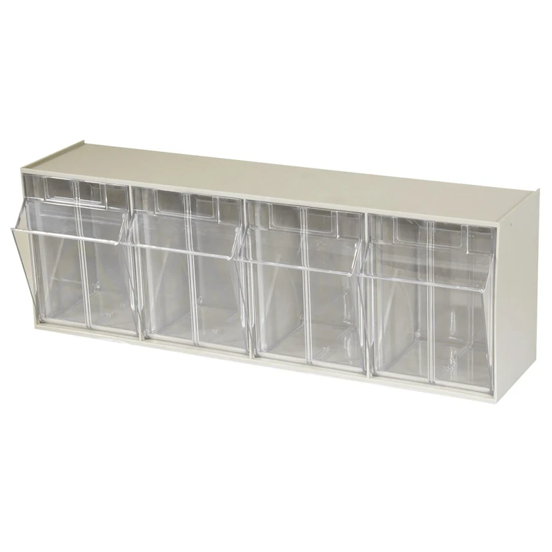 Akro-Mils Horizontal Plastic Organizer Storage System Cabinet, Stone, (23-5/8-Inch Wide x 8-3/16-Inch High x 6-3/4-Inch Deep)