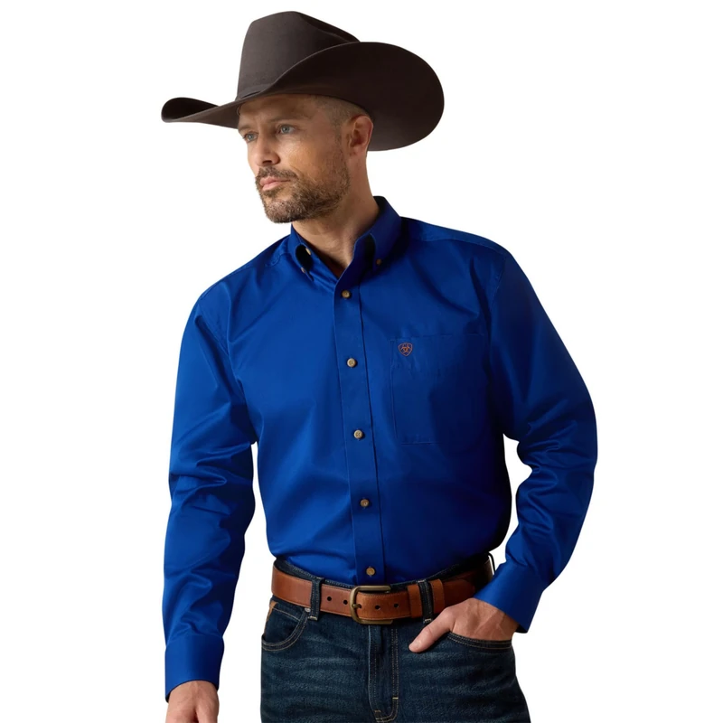 ARIAT Men's Plain Twill Shirt-dotd, Ultramarine, L