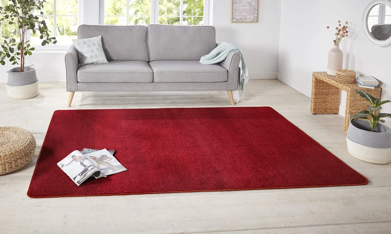 Hanse Home Nasty Rug Fluffy Short Pile Colours for Dining, Living, Children's Room, Hallway, Bedroom, Kitchen-Plain Red, 160 x 240 cm, Polypropylene, 160x240cm