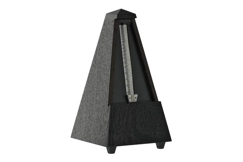 Wittner Metronome Taktell Pyramid Shape System Maelzel Series 800 - Solid wood casing - Without bell - Matte black oak - Mechanically wound - No batteries required - Made in Germany