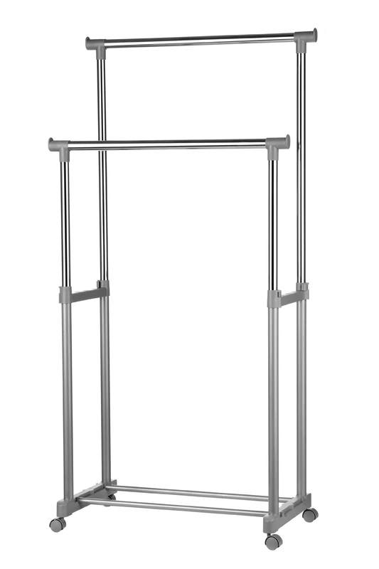 Premier Housewares 1900395 Double Hanging Rail with Wheels - Chrome - Image 1