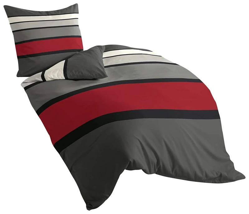 Bierbaum Mako Sateen Bed Linen 63 Red Design 4757, mako satin, multicoloured, 155 x 220 cm