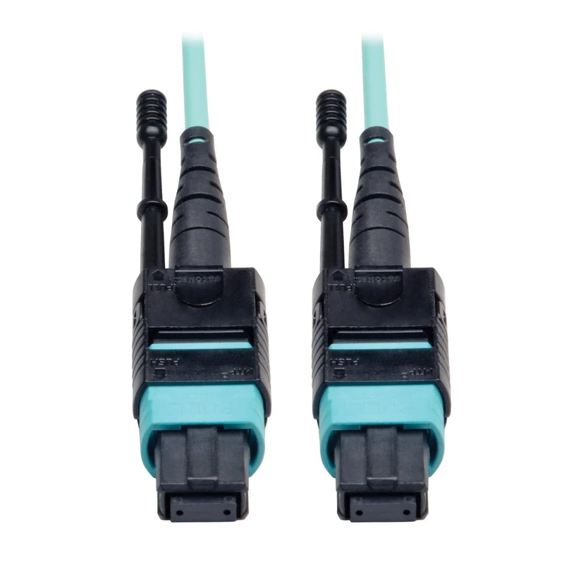 Tripp Lite 3M MTP / MPO Patch Cable 12 Fiber 40GbE Aqua OM3 Plenum 10ft (N844-03M-12-P)