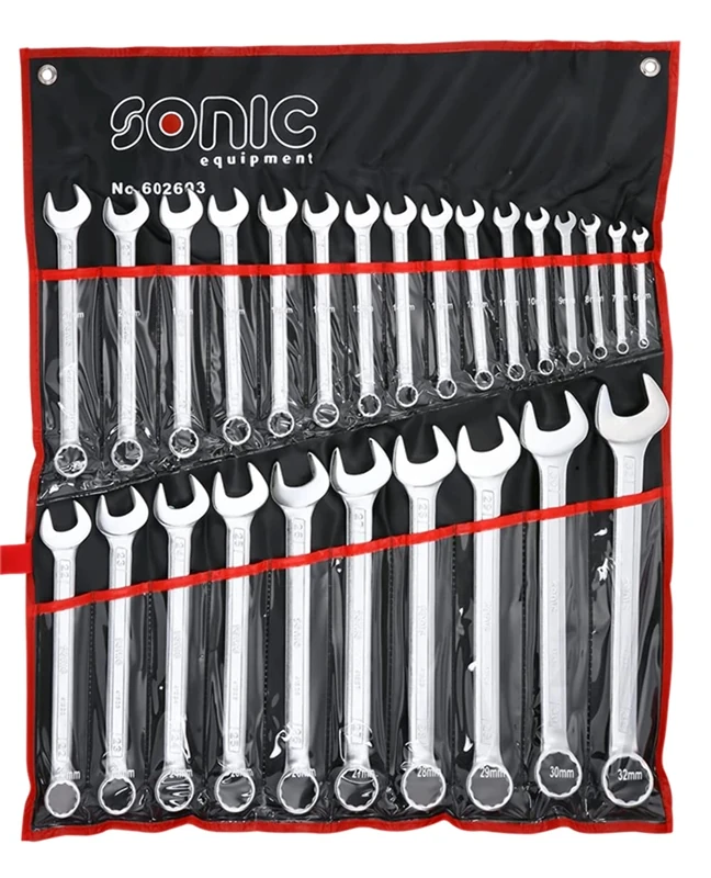 SONIC 602603 Combination Wrench in Pouch, Set of 26
