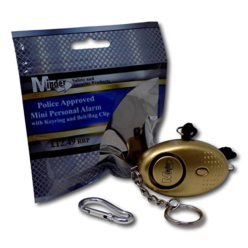 Minder® 140db Police Approved Mini Minder Loud Personal Staff Panic Rape Attack Safety Security Alarm Keyring with Torch - Secured by Design Approved (Police Preferred Specification) (Gold) - Image 1