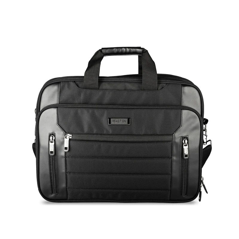Kenneth Cole Reaction Keystone Computer Case with Zip Top, Black, 17" Laptop Portfolio