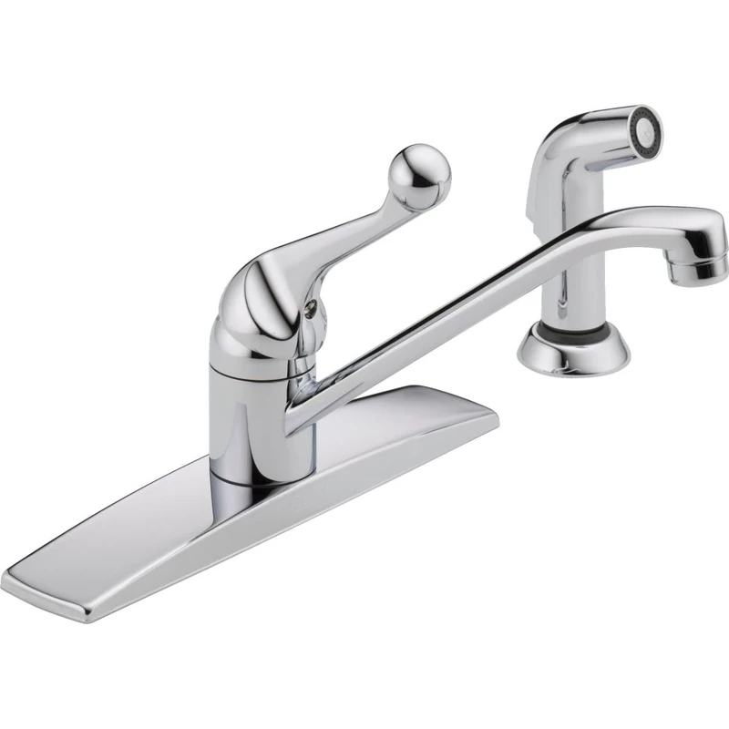 Delta 400LF-WF Classic Single-Handle Kitchen Faucet with Matching Side Sprayer, Chrome