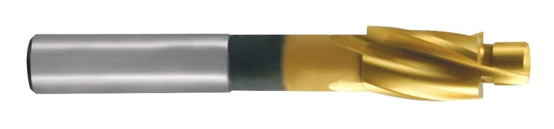 RUKO HSS Flat Counter Sinker with Fixed Guide, Medium Grade for Through Hole, DIN 373, Tin Finish, 8.0 mm Diameter, 71.0 mm Length, R102409T