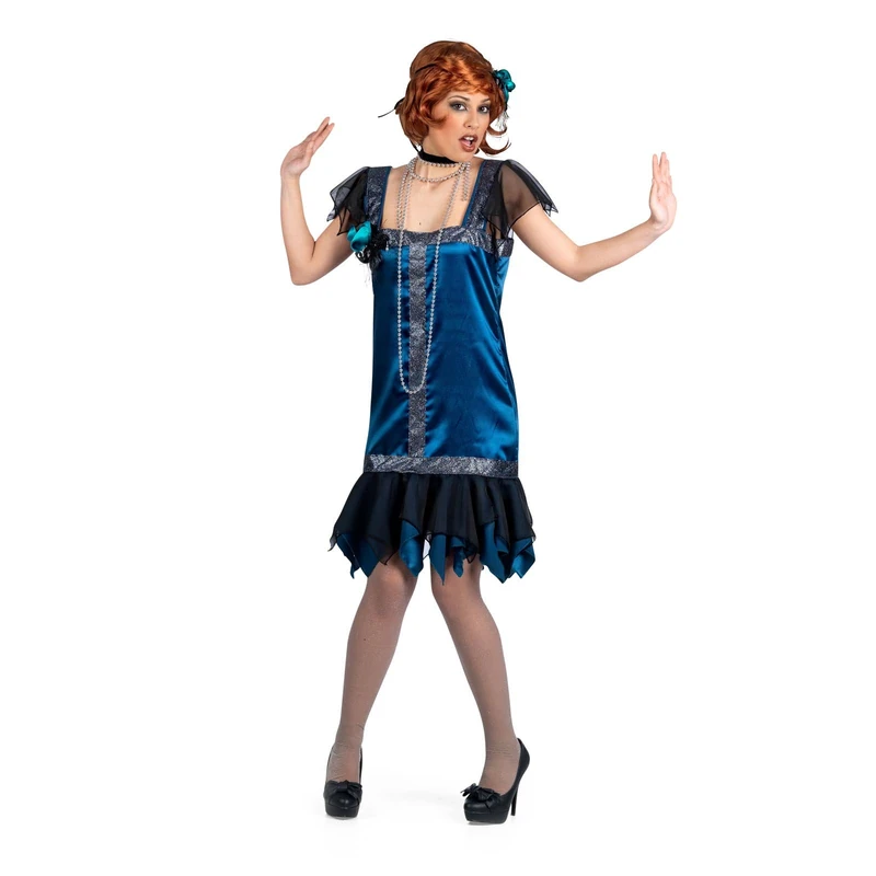 Elbenwald Charleston Blue Costume - Dress and Head Ribbon - Image 1