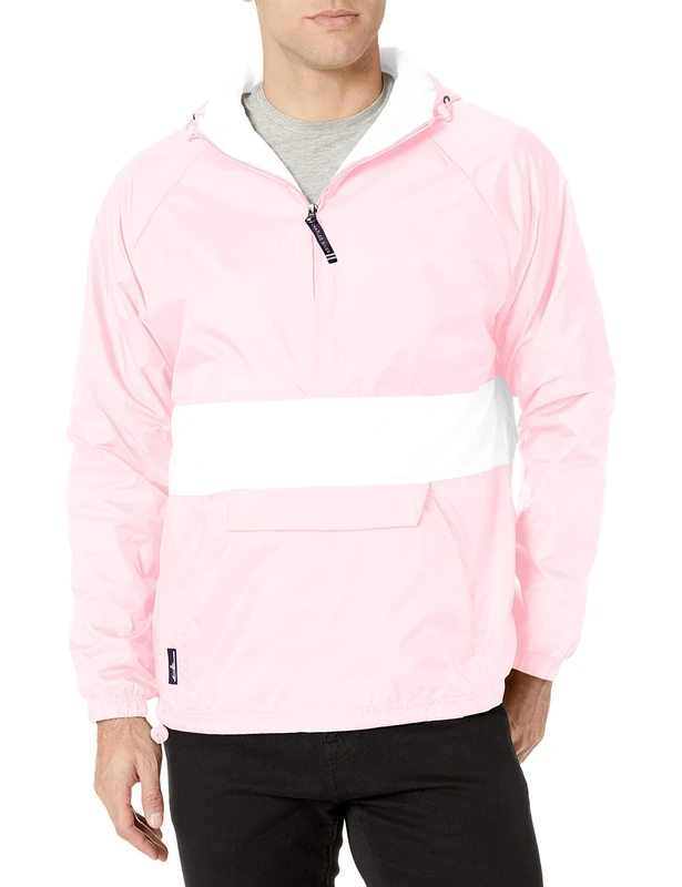 Charles River Apparel Wind & Water-Resistant Pullover Rain Jacket (Reg/Ext Sizes) - pink - XL