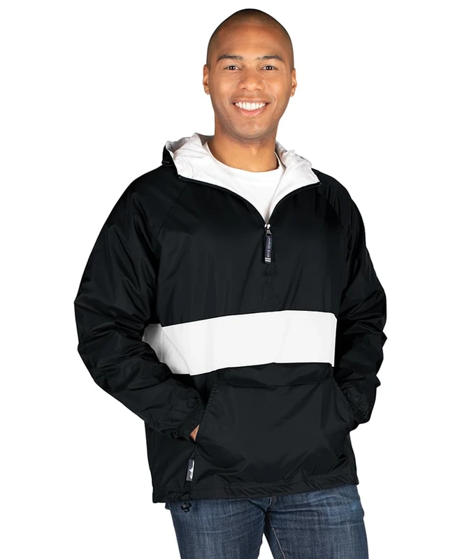 Charles River Apparel Wind & Water-Resistant Pullover Rain Jacket (Reg/Ext Sizes) - black - XXXL